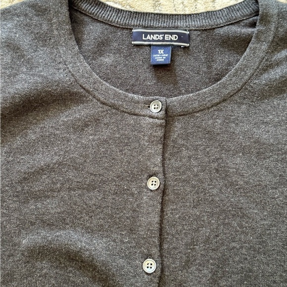 Lands' End womans Charcoal Cardigan Sweater 1X - Picture 2 of 7